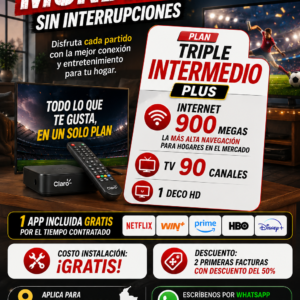 $106mil Internet + TV + Telefonia 900/500 Mg