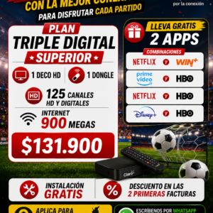 $131mil Internet + TV + Telefonia 900/500 Mg